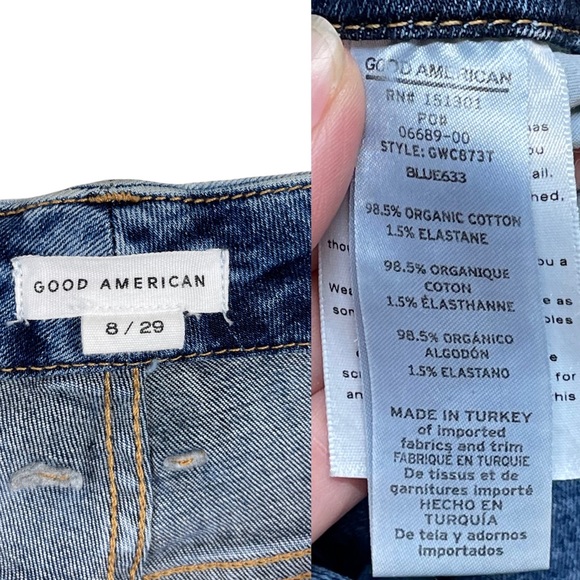 Good American Good Waist Cropped Skinny Leg High Waist Raw Hem Stretch Jeans 8 - Picture 15 of 16